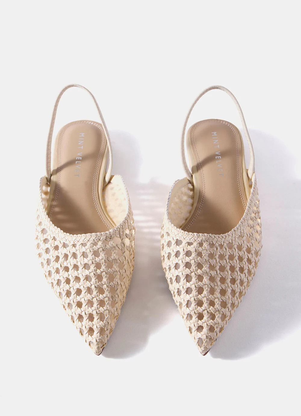 Grace Cream Woven Ballet Flats | Mint Velvet