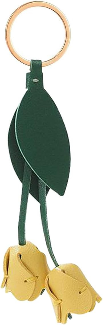 Leather Leaf Flower Keychain, Pu Leather Boho Accessory Keychain, Portable Key Ring Charm For Wom... | Amazon (US)