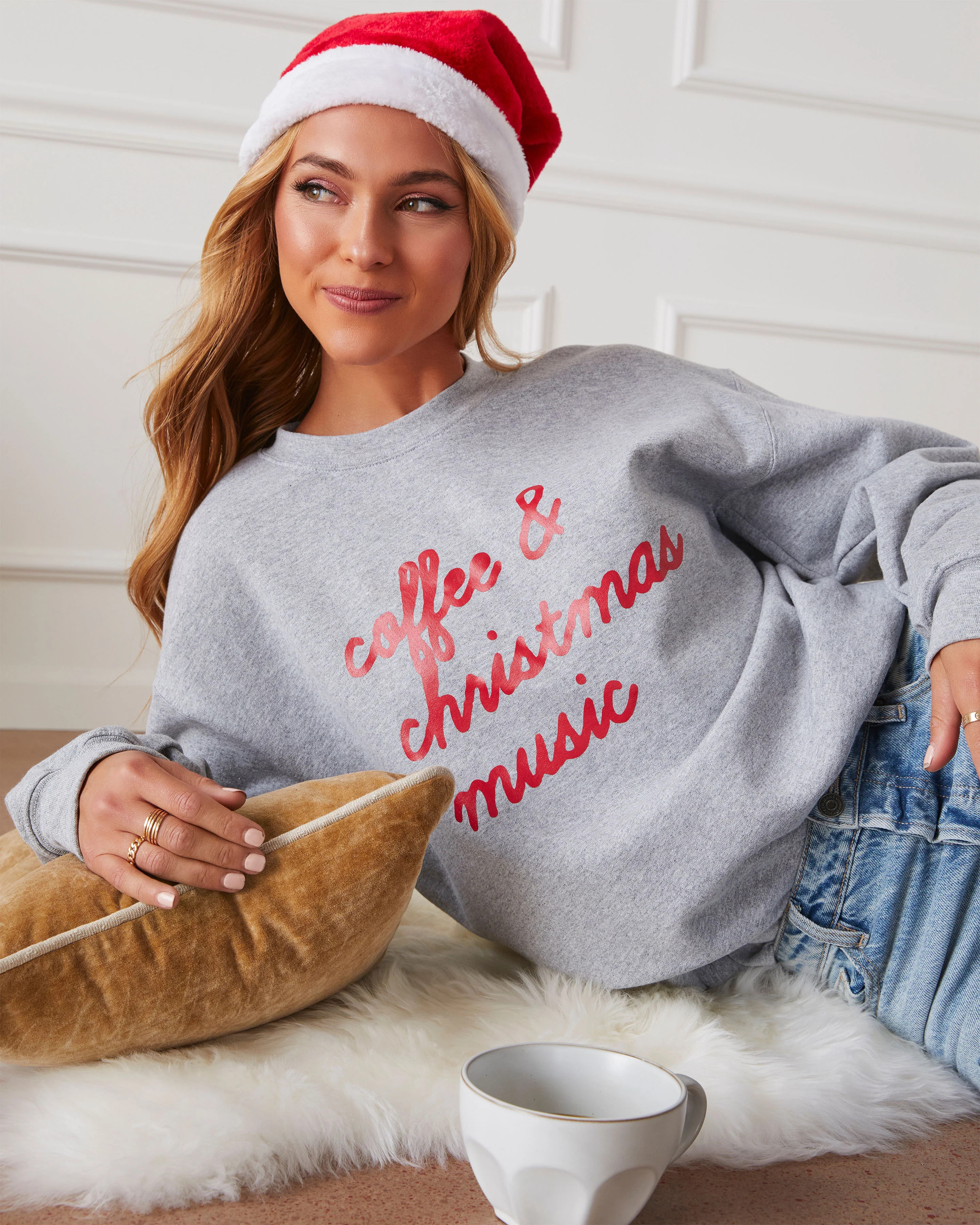Coffee & Christmas Music Cotton Blend Sweatshirt | VICI