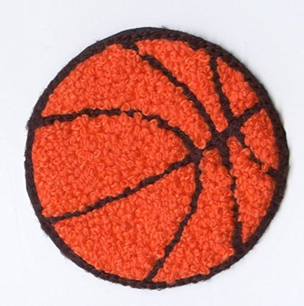 Chenille Basketball - Orange/Black - 2-3/8 Inch - Embroidered Iron on Patch | Amazon (US)