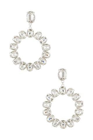 SHASHI Statement Drop Hoop Earrings in Silver from Revolve.com | Revolve Clothing (Global)