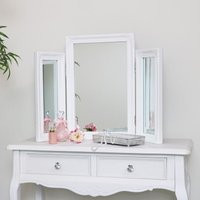 Melody Maison Ornate White Vintage Triple Dressing Table Mirror 55cm X 74cm | Size: 55 cm X 74 cm | Debenhams UK