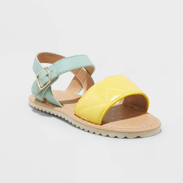 Toddler Girls' Delilah Fruit Print Footbed Sandals - Cat & Jack™ Lemon Yellow | Target