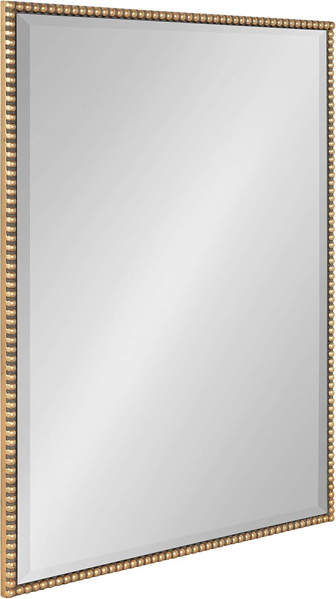 Kate and Laurel Gwendolyn Modern Glam Beaded Framed Rectangle Wall Mirror, 18" x 24", Gold, Chic ... | Amazon (US)