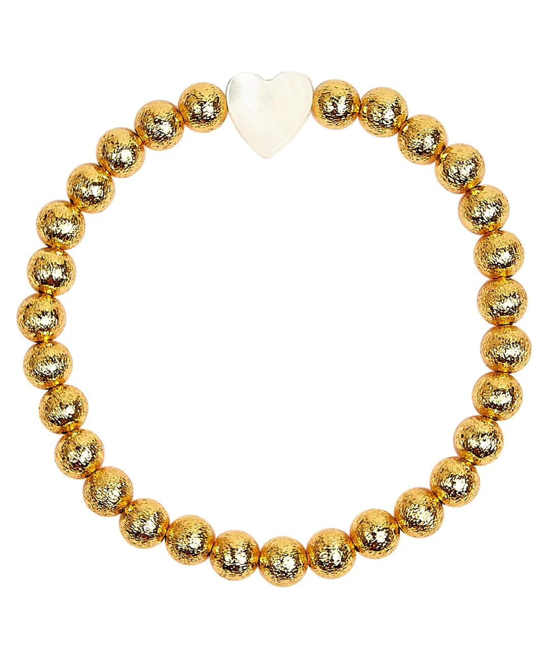 Georgia 6mm Gold Beads and Single Heart - Bracelet | Lisi Lerch Inc