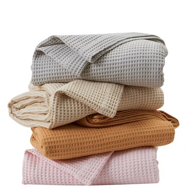 100% Cotton Waffle Weave All-Season Bed Blanket - Great Bay Home (Full / Queen, Oatmeal) | Target