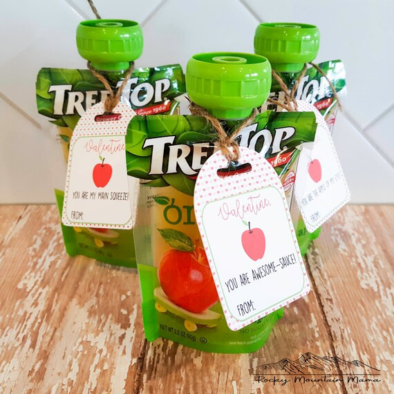 Applesauce Valentine Tags, Class Valentine Tags, Applesauce Gift Tags, Applesauce Pouch Valentine... | Etsy (US)