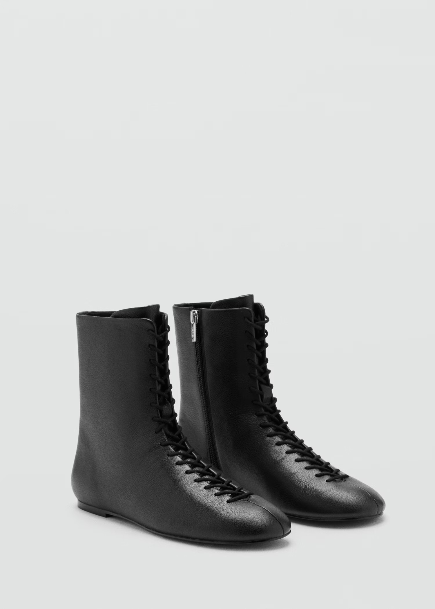 Lace-up leather ankle boots - Women | MANGO USA | Mango (US/MX/AU)