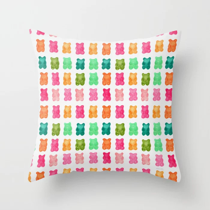 Gummy Bears Colorful Candy Throw Pillow | Society6