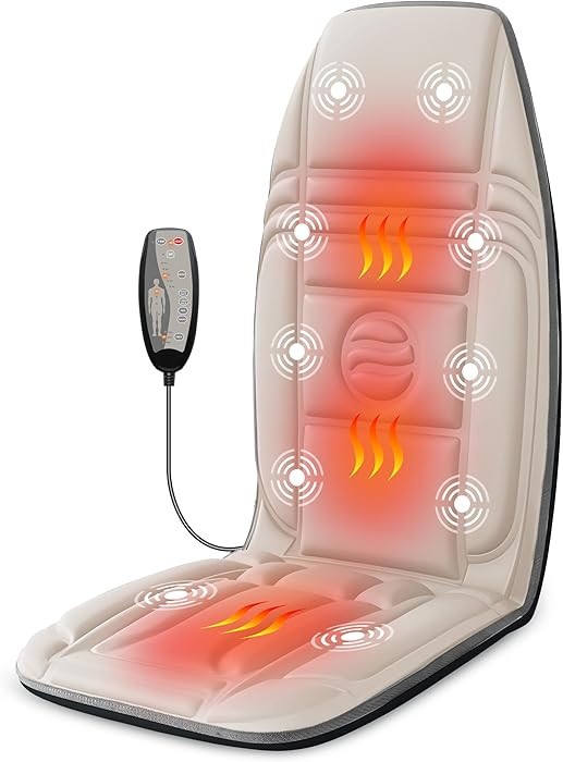 Vibration Back Massager with Heat, Massage Chair Pad with 10 Vibration Motors & 2 Heating Levels,... | Amazon (US)
