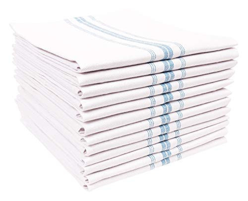 KAF Home Classic Farmhouse Stripe Kitchen Towels, Pure Cotton Dish Towels, Towel Dish Cloths for Cooking, Cleaning, and Dining, Set of 12, Teal | Amazon (US)