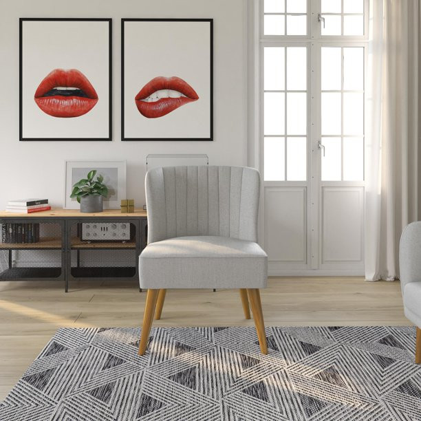 Novogratz Brittany Upholstered Accent Chair, Light Gray Linen | Walmart (US)