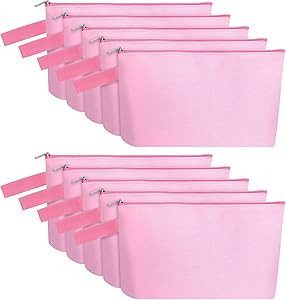 10 Pieces Cotton Canvas Makeup Bag with Bottom and Strap, Multi-Purpose Cosmetic Bag with Zipper ... | Amazon (US)