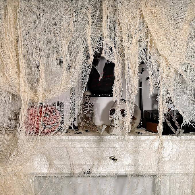 ZYP 315 x 78.7in Halloween Creepy Cloth Beige Spooky Fabric Gauze Spooky Giant Cheese Cloth for H... | Amazon (US)