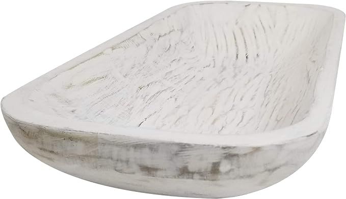 BNDPLUS Wooden Dough Bowl Antique white Vintage, Wood Long Dough Bowl Large, Wooden Dough Bowls, ... | Amazon (US)