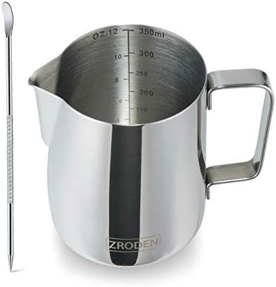 Milk Frothing Pitcher, 12oz Espresso Steaming Pitchers Stainless Steel Milk Coffee Cappuccino Bar... | Amazon (US)