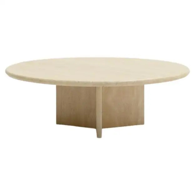 Round Travertine Coffee Table, Italy 70s | 1stDibs