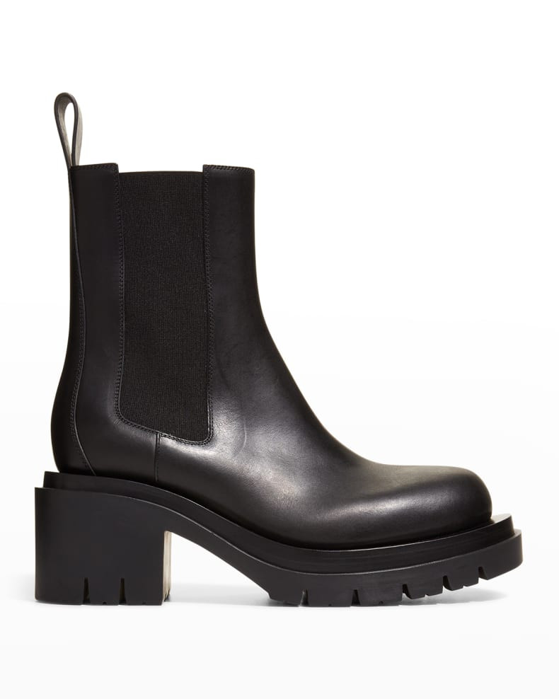 Bottega Veneta Calfskin Lug-Sole Chelsea Booties | Neiman Marcus