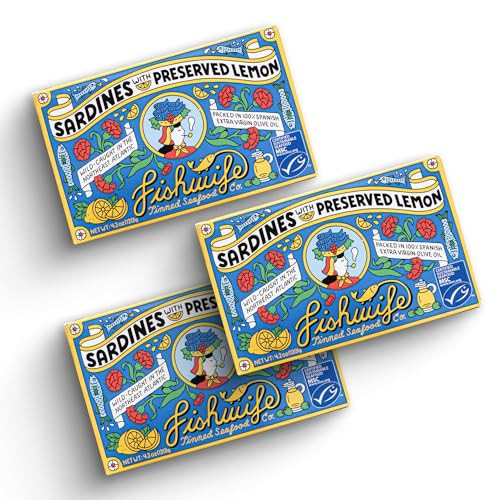 Fishwife Sardines with Preserved Lemon 3-Pack (4.20 Ounce) | Wild-Caught & Hand-Packed with Spanish Extra Virgin Olive Oil | MSC-Certified Sustainable Seafood, High Protein, Gluten Free, Paleo Friendly, Keto Friendly | Amazon (US)
