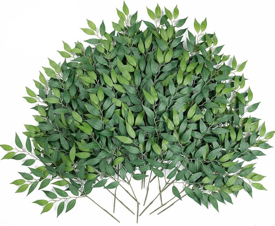 mizii 24pcs Italian Ruscus Artificial Greenery Stems Silk Green Leaves 20in Fake Spray Plants Ste... | Amazon (US)