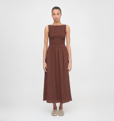 The Cosima Nap Dress - Chocolate Tonal Seersucker Chocolate Tonal Seersucker / XL | Hill House Home US