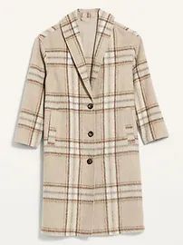 Relaxed Plaid Soft-Brushed Overcoat for Women | Old Navy (US)