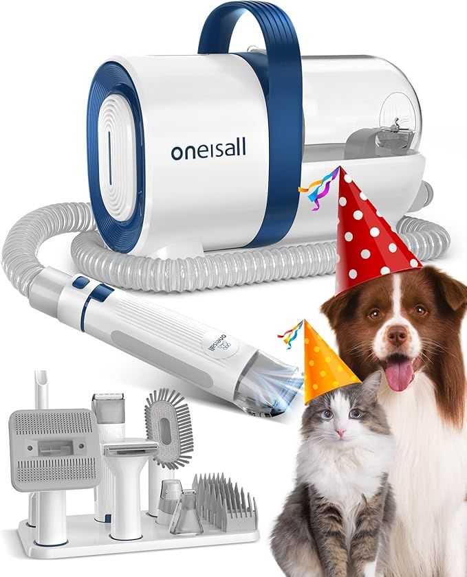 oneisall Dog Hair Vacuum & Dog Grooming Kit, Pet Grooming Vacuum with Nail Grinder, 1.5L Dust Cup... | Amazon (US)