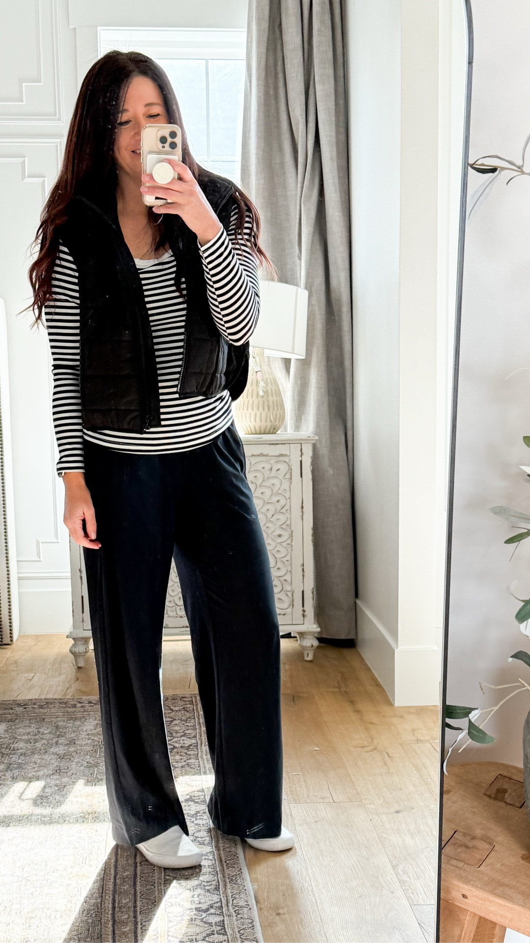 Look put together all while being comfortable. This outfit is perfect for that.  Love a striped shirt with a quilt vest  

#LTKmomlife #LTKActive #LTKootd