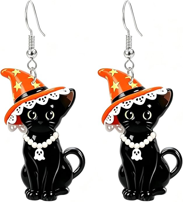 WCRAZYE Halloween Earrings Acrylic Skull Dangle Earrings for Women Pumpkin Earrings Glitter Powde... | Amazon (US)