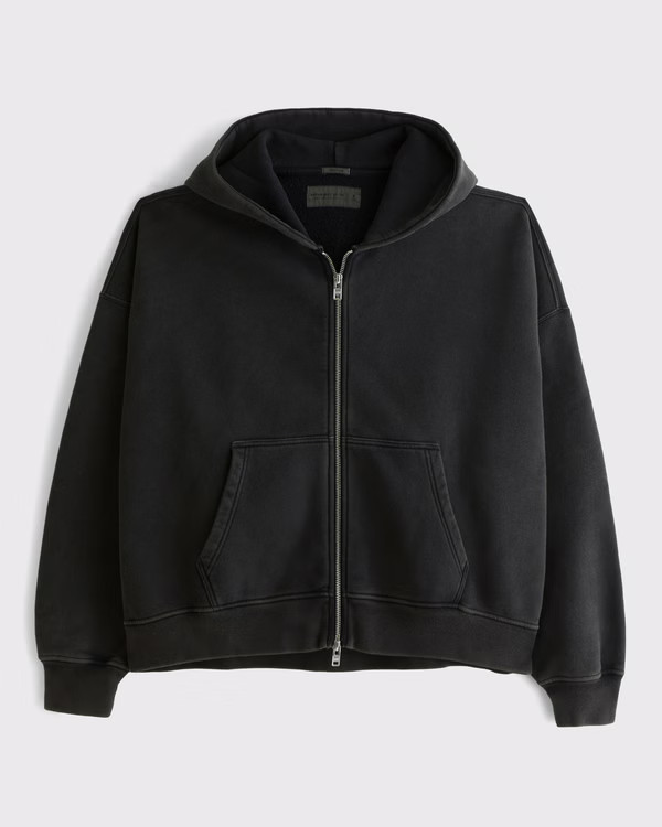 Essential Cropped Full-Zip Hoodie | Abercrombie & Fitch (US)