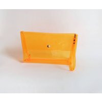 Neon Wristlet Bag, Vinyl Clutch, Stadium Orange Minimal Outfit, Gift For Vegan, Football Fans, Clear Neon Mass Events Handbags | Etsy (US)