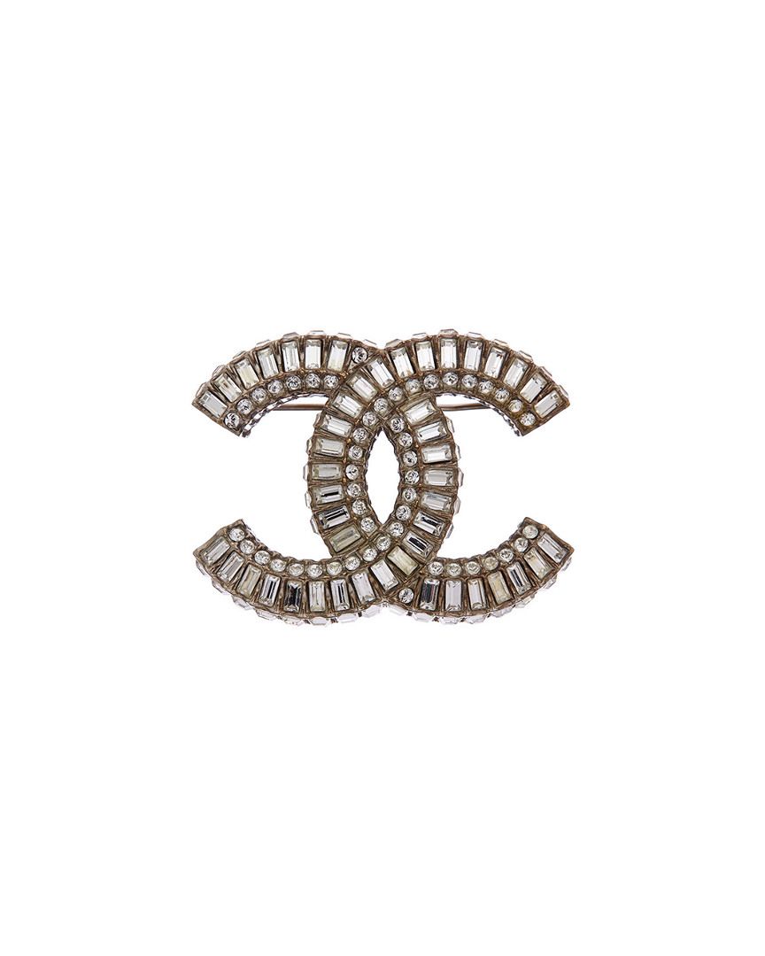 Chanel Silver-Tone & Crystals CC Brooch | Gilt