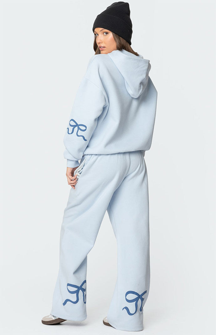 Edikted Women's Bonney Bow Detail Sweatpants in Blue - Size XL | PacSun