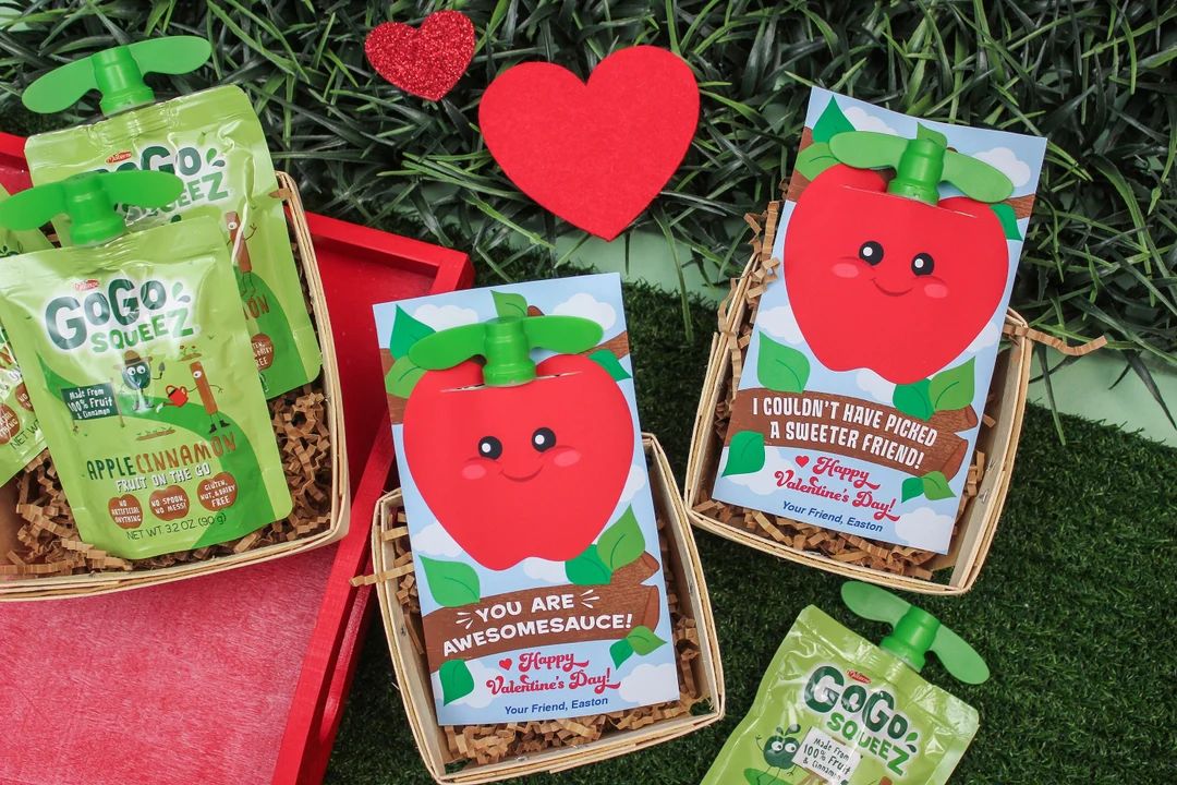 Applesauce Kids Valentine Printables, Awesomesauce, Classroom Valentine, Kids Valentine, Valentin... | Etsy (US)