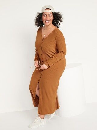 Rib-Knit Cardigan Sweater Midi Dress | Old Navy (US)