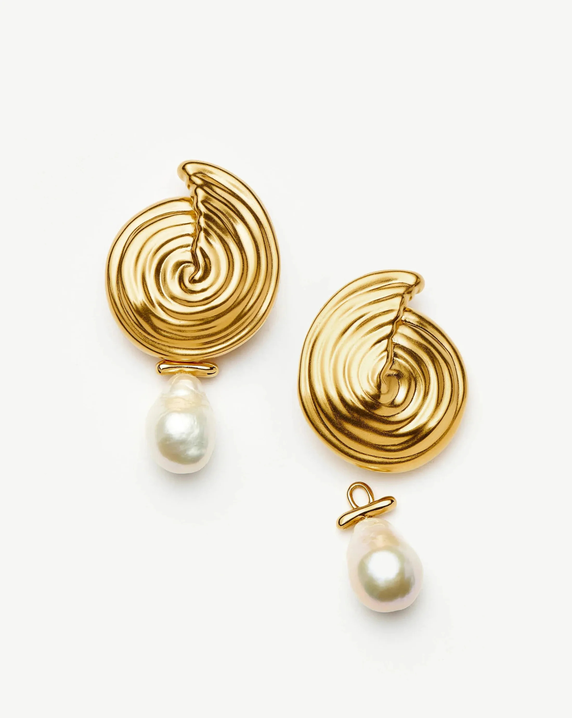 Spiral Detachable Pearl Drop Earrings | Gold | Missoma UK | Missoma UK
