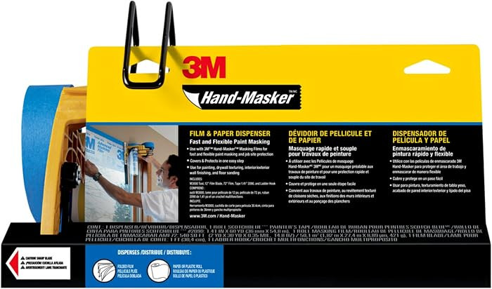 3M Scotch Hand-Masker M3000 Tool Painter's Tape and Masking Film Dispenser Kit, Protects Surfaces from Paint Splatters, Includes 12-Inch Blade, Painter's Tape and Masking Film, 1 Kit | Amazon (US)