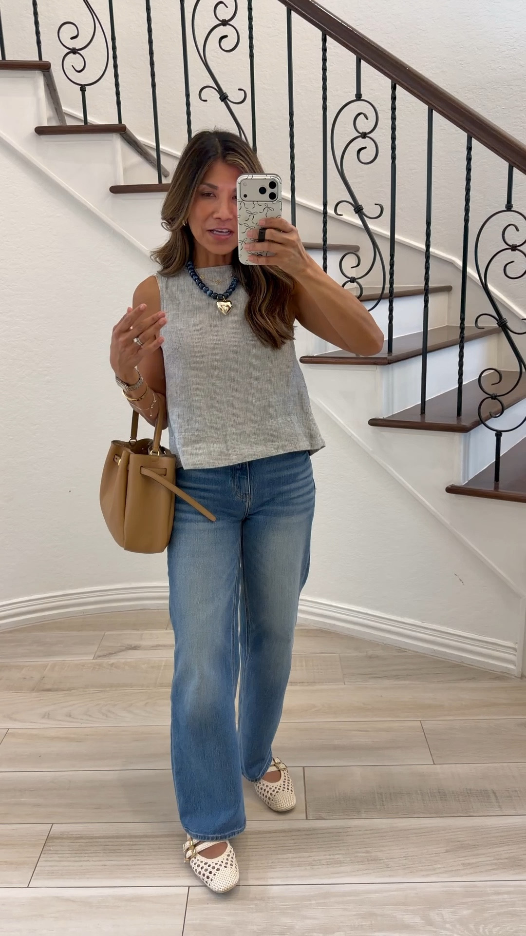 I’m 5’2” 118#ish for reference 
Ootd or should I say Milo’s ootd😂.
Linen tank top in XS(black white stripes).
Jeans tts size 26 in 28’ length- Seaside Blue. 
Shoes tts.
Spring outfit, over 50, petite fashion 

#LTKOver40 #LTKPetite