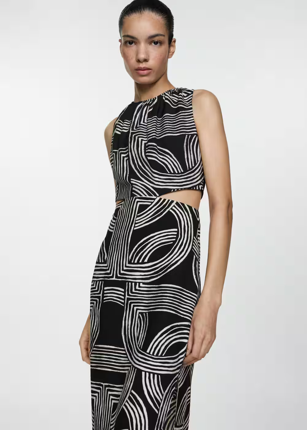 Printed dress with openings -  Women | Mango USA | MANGO (US)