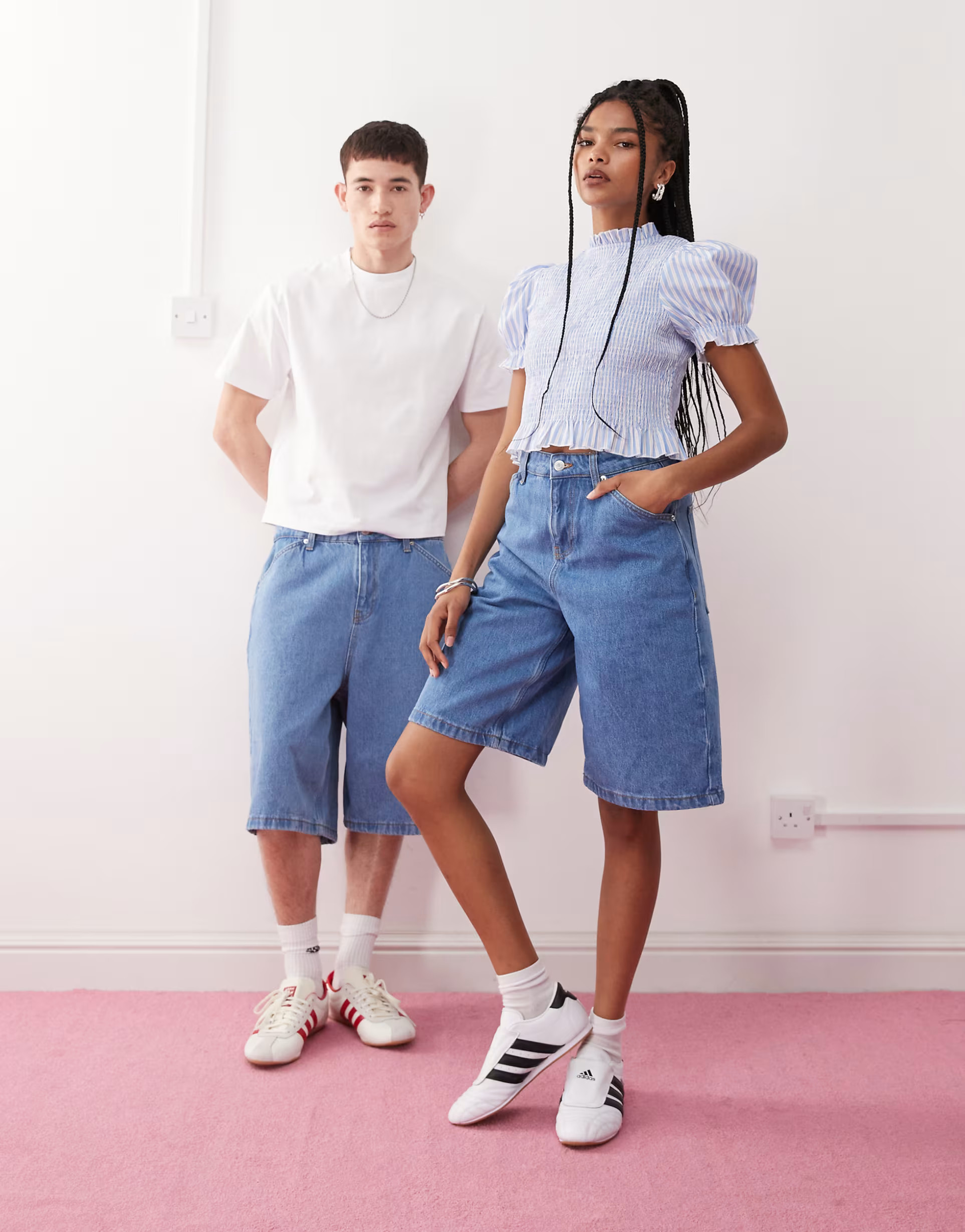 Reclaimed Vintage unisex denim jort in bleach wash | ASOS | ASOS (Global)