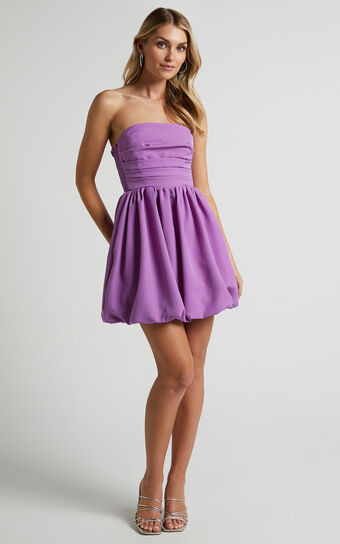 Shaima Mini Dress - Strapless Bubble Hem Dress in Orchid | Showpo (US, UK & Europe)