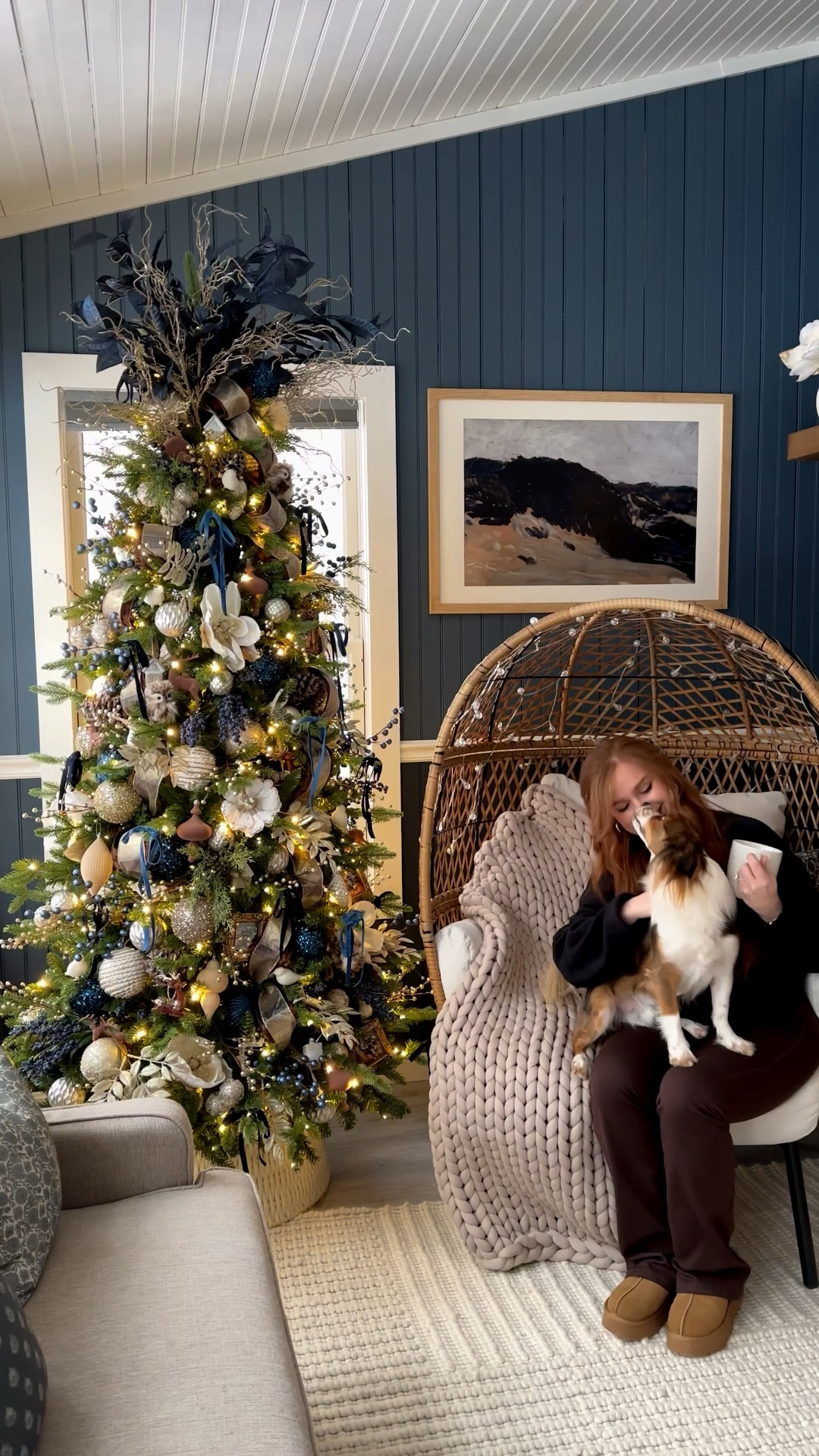 Christmas decor in my sun room with the egg chair 

#LTKSeasonal #LTKHome #LTKHoliday