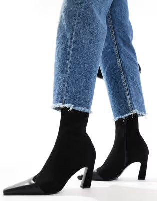 ASOS DESIGN Rosie mid-heel sock boot in black | ASOS (Global)