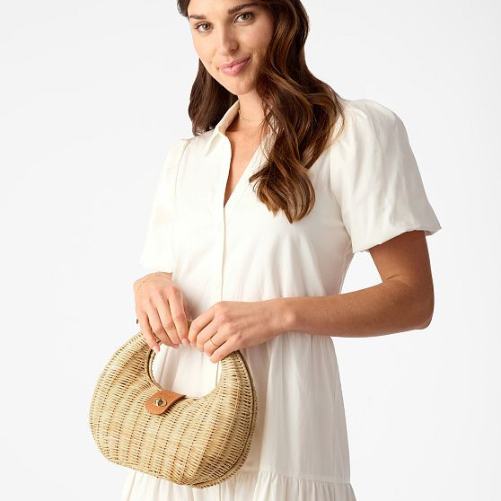 Marlowe Wicker and Leather Handbag | Mark and Graham