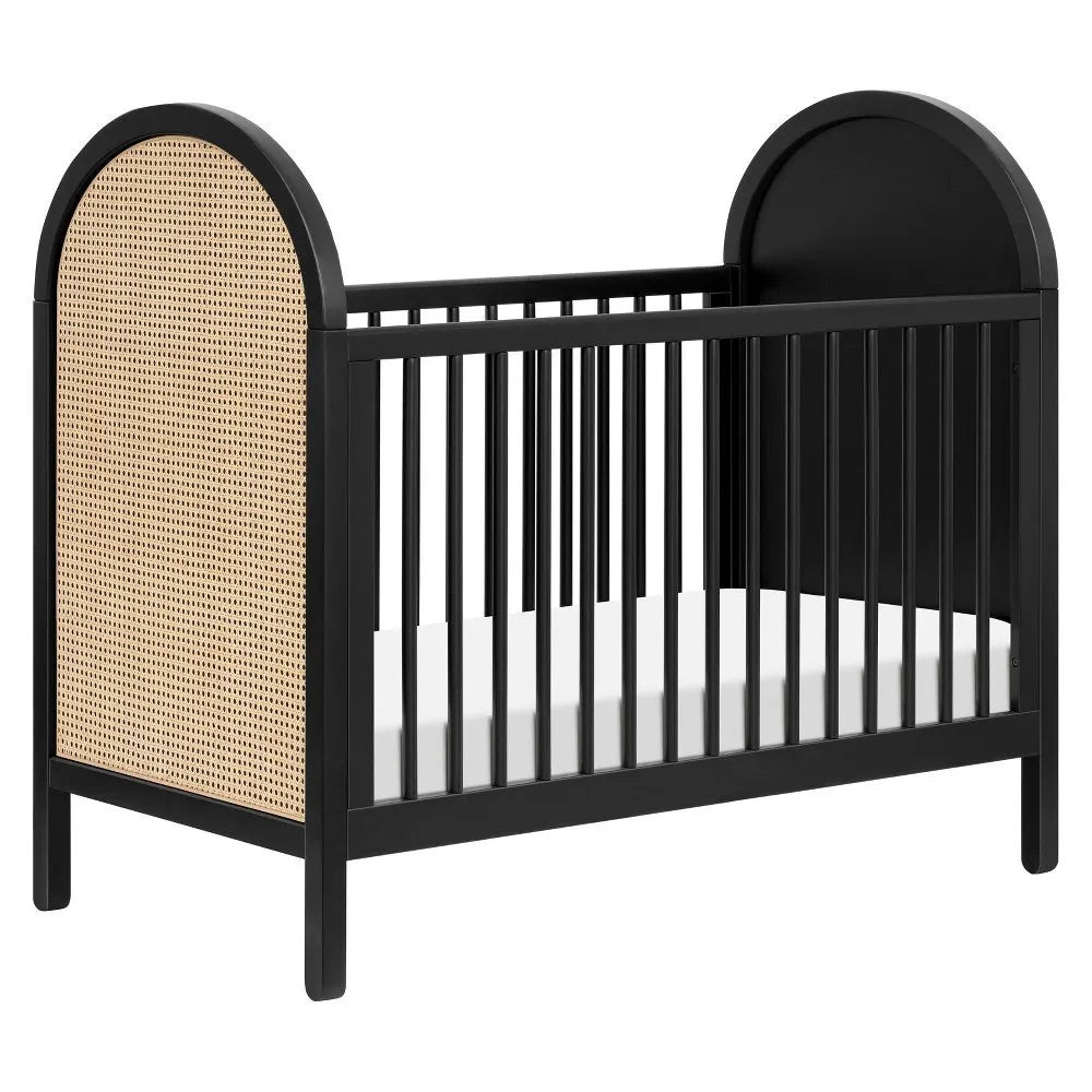 Babyletto Bondi Cane 3-in-1 Convertible Crib W/ Toddler Bed Kit - Black With Natural Cane | REBEL (formerly Rebelstork)