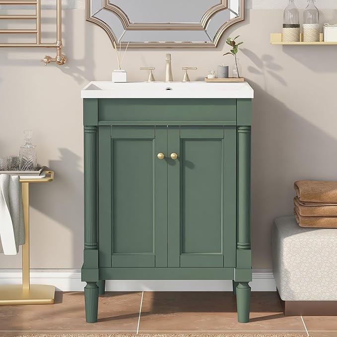24" Bathroom Vanities with Single Sink Combo, Modern Undermount Bathroom Sink Cabinet with Double... | Amazon (US)