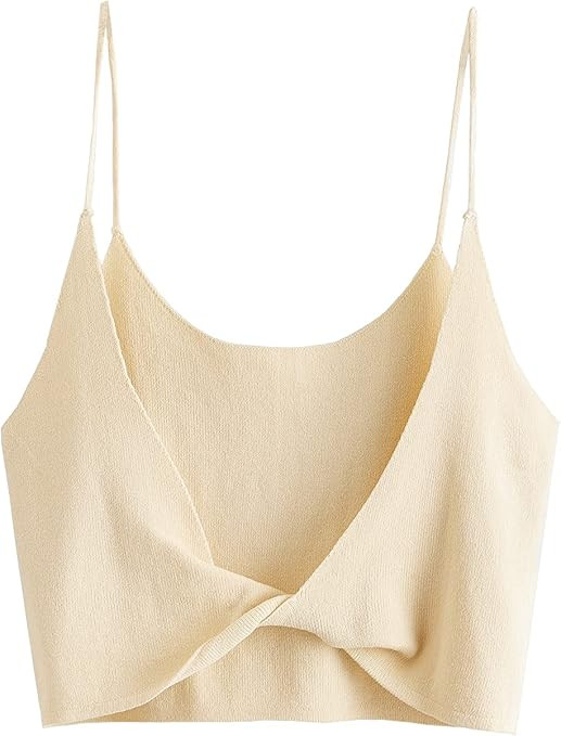 SheIn Women's Sleeveless Spaghetti Strap Twist Backless Slim Fit Crop Cami Top | Amazon (US)