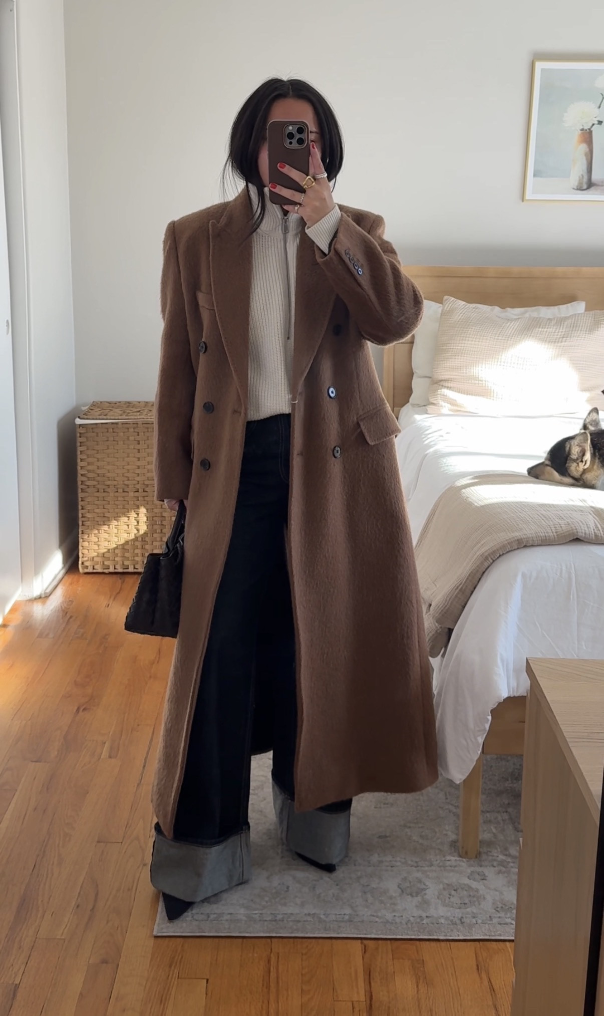 Coat is old COS
sweater is a size medium
Jeans are old Zara 