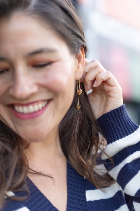 Gold, heart earrings, dangle, Kerry Rosenthal called her earrings, Bloomingdales Aqua Kerry Rosenthal, striped cardigan, sweater, cozy sweater, soft, striped sweater @Bloomingdales
#ad #bloomingdales

#LTKGiftGuide #LTKfindsunder50 #LTKover40