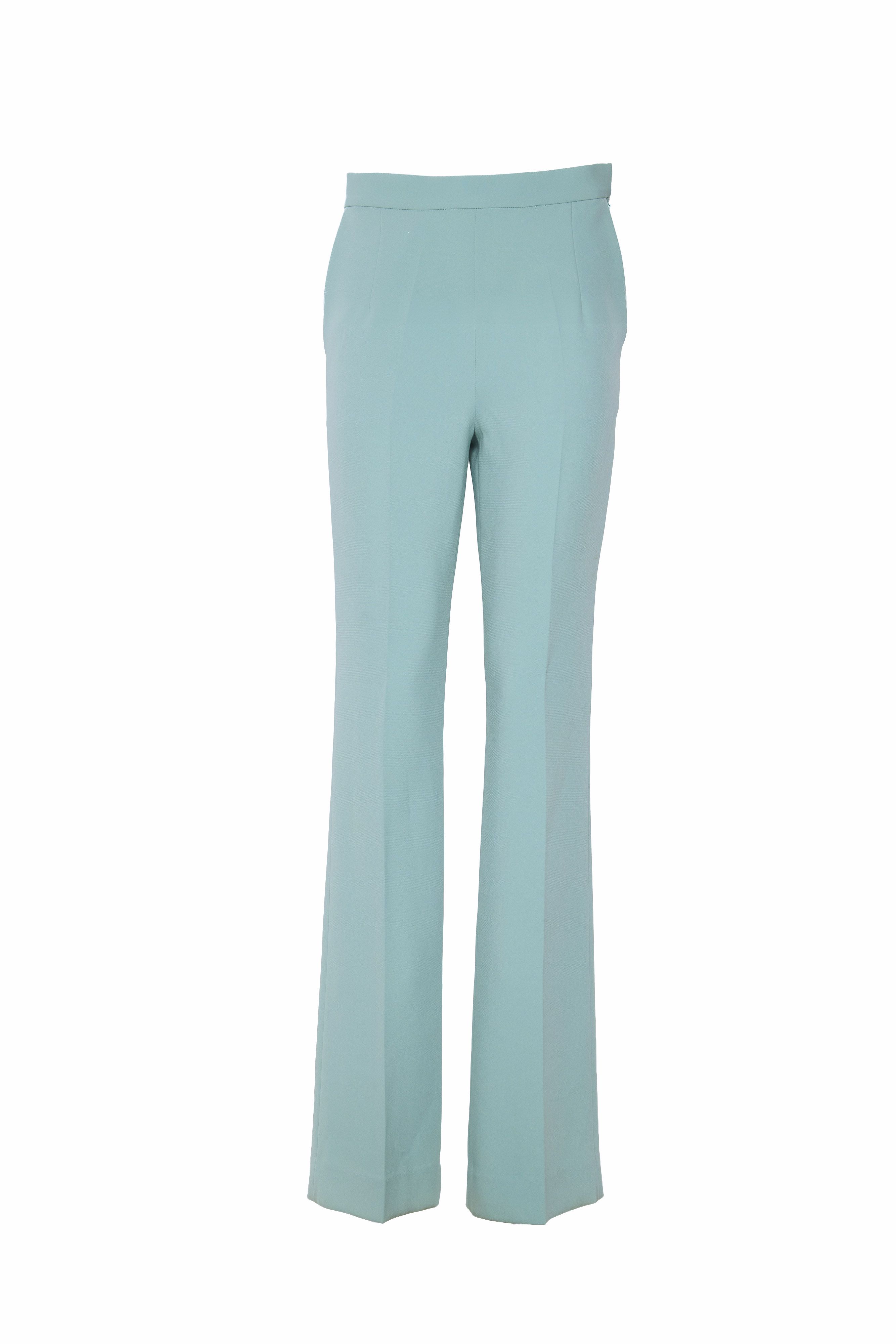 Afina-  High Waist Crepe Wide Leg Trousers In Mint Blue | Wolf & Badger (US)